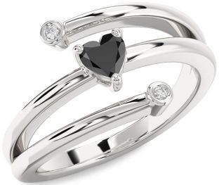 Diamond Amethyst Platinum Heart Promise Ring