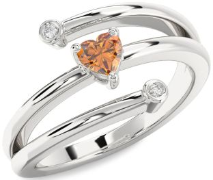 Diamond Amethyst Platinum Heart Promise Ring