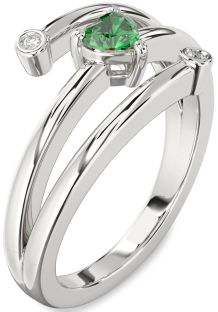 Diamond Emerald White Gold Heart Promise Ring