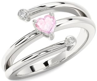 Diamond Amethyst Platinum Heart Promise Ring