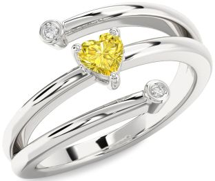 Diamond Amethyst Platinum Heart Promise Ring