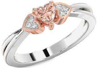 Diamond Amethyst Platinum & Rose Gold Heart Promise Ring
