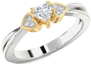 Diamond White Yellow Gold Heart Promise Ring