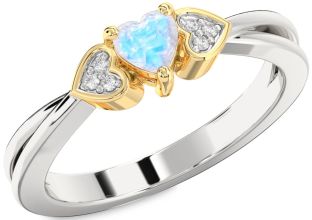 Diamond Amethyst Platinum & Yellow Gold Heart Promise Ring