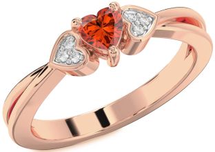 Diamond Amethyst Rose Gold Heart Promise Ring