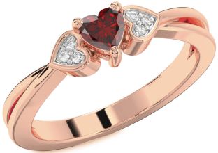 Diamond Amethyst Rose Gold Heart Promise Ring