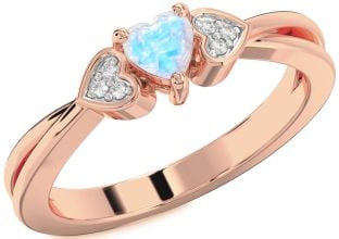 Diamond Amethyst Rose Gold Heart Promise Ring