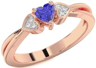 Diamond Amethyst Rose Gold Heart Promise Ring