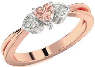 Diamond Amethyst Platinum & Rose Gold Heart Promise Ring