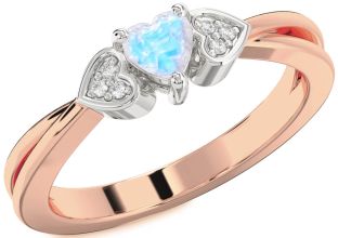 Diamond Amethyst Platinum & Rose Gold Heart Promise Ring