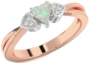 Diamond Amethyst Platinum & Rose Gold Heart Promise Ring