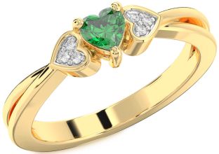 Diamond Emerald Gold Heart Promise Ring