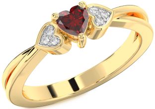 Diamond Amethyst Gold Heart Promise Ring
