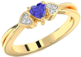 Diamond Amethyst Gold Heart Promise Ring
