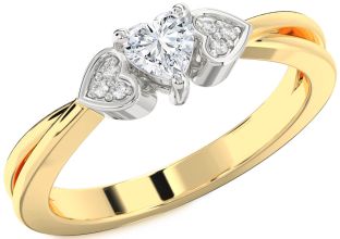 Diamond White Yellow Gold Heart Promise Ring