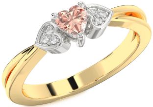 Diamond Amethyst Platinum & Yellow Gold Heart Promise Ring