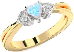 Diamond Amethyst Platinum & Yellow Gold Heart Promise Ring