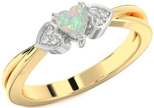 Diamond Amethyst Platinum & Yellow Gold Heart Promise Ring