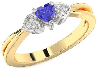 Diamond Amethyst Platinum & Yellow Gold Heart Promise Ring