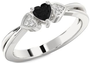 Diamond Amethyst Platinum Heart Promise Ring