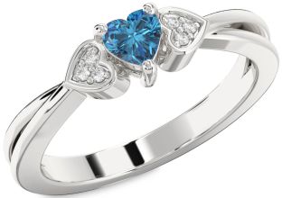 Diamond Amethyst Platinum Heart Promise Ring