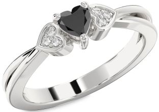 Diamond Amethyst Platinum Heart Promise Ring