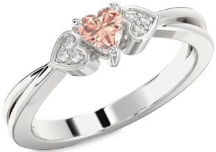 Diamond Amethyst Platinum Heart Promise Ring