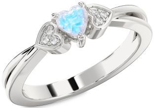 Diamond Amethyst Silver Heart Promise Ring