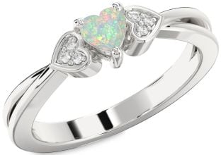 Diamond Amethyst Platinum Heart Promise Ring