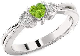 Diamond Amethyst Platinum Heart Promise Ring