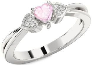 Diamond Amethyst Platinum Heart Promise Ring