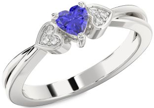 Diamond Amethyst Platinum Heart Promise Ring