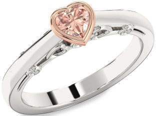 Diamond Amethyst Platinum & Rose Gold Heart Promise Ring