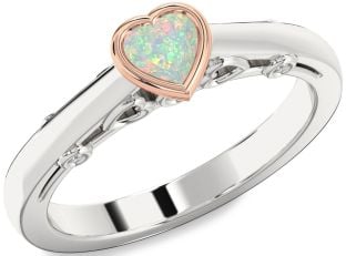 Diamond Amethyst Platinum & Rose Gold Heart Promise Ring
