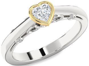 Diamond White Yellow Gold Heart Promise Ring