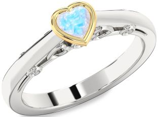 Diamond Amethyst Platinum & Yellow Gold Heart Promise Ring