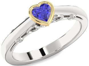 Diamond Amethyst Platinum & Yellow Gold Heart Promise Ring