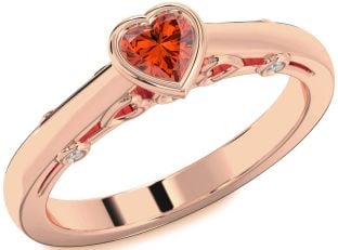 Diamond Amethyst Rose Gold Heart Promise Ring