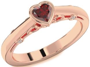 Diamond Amethyst Rose Gold Heart Promise Ring