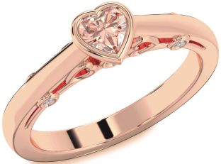 Diamond Amethyst Rose Gold Heart Promise Ring