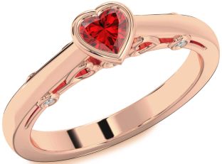 Diamond Ruby Rose Gold Heart Promise Ring