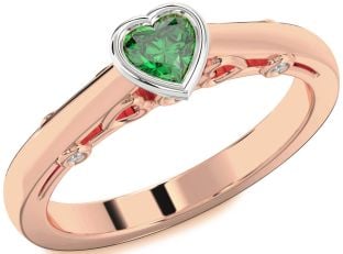 Diamond Emerald White Rose Gold Heart Promise Ring