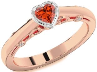 Diamond Amethyst Platinum & Rose Gold Heart Promise Ring