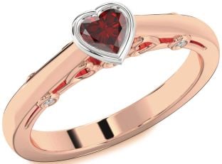 Diamond Amethyst Platinum & Rose Gold Heart Promise Ring