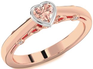 Diamond Amethyst Platinum & Rose Gold Heart Promise Ring