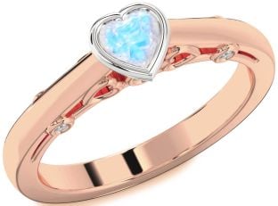 Diamond Amethyst Platinum & Rose Gold Heart Promise Ring