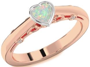 Diamond Amethyst Platinum & Rose Gold Heart Promise Ring