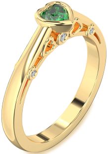 Diamond Emerald Gold Heart Promise Ring