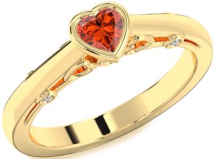 Diamond Amethyst Gold Heart Promise Ring