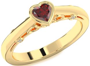 Diamond Amethyst Gold Heart Promise Ring
